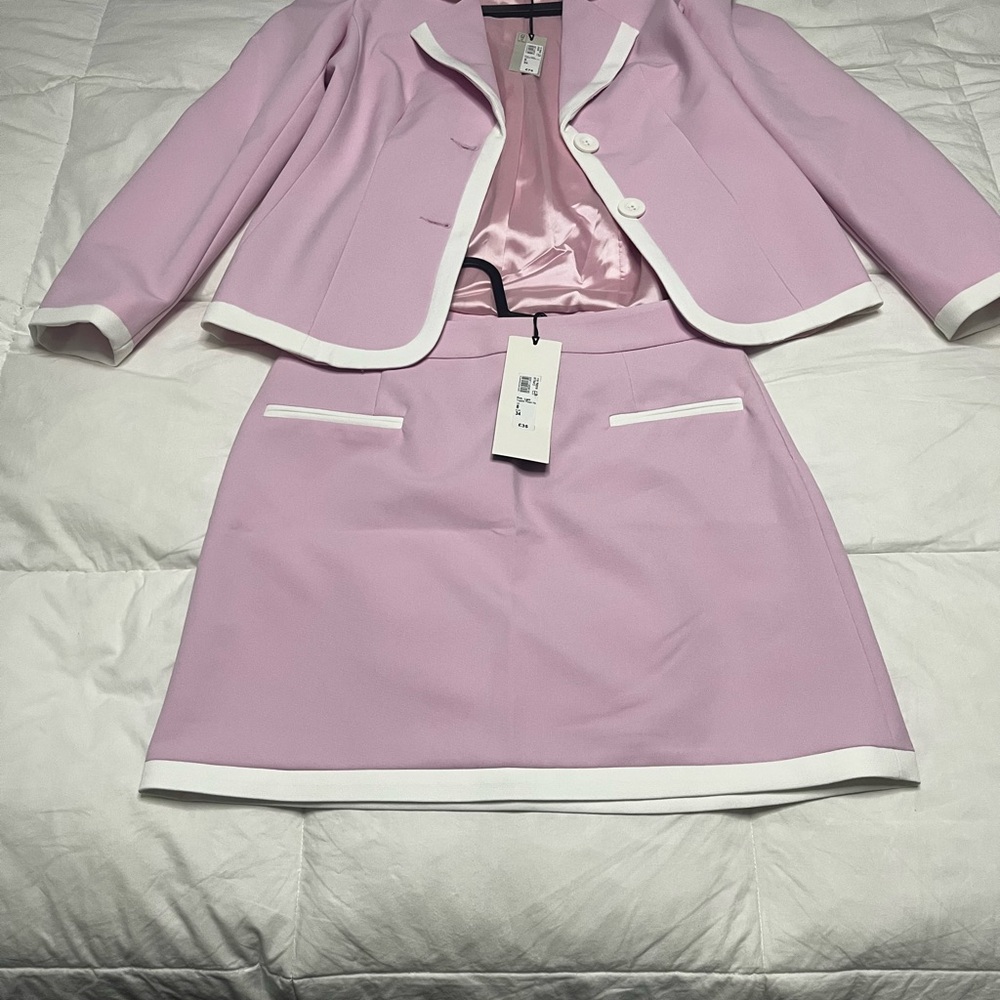 River Island Pastel Pink Skirt Set with White Accents